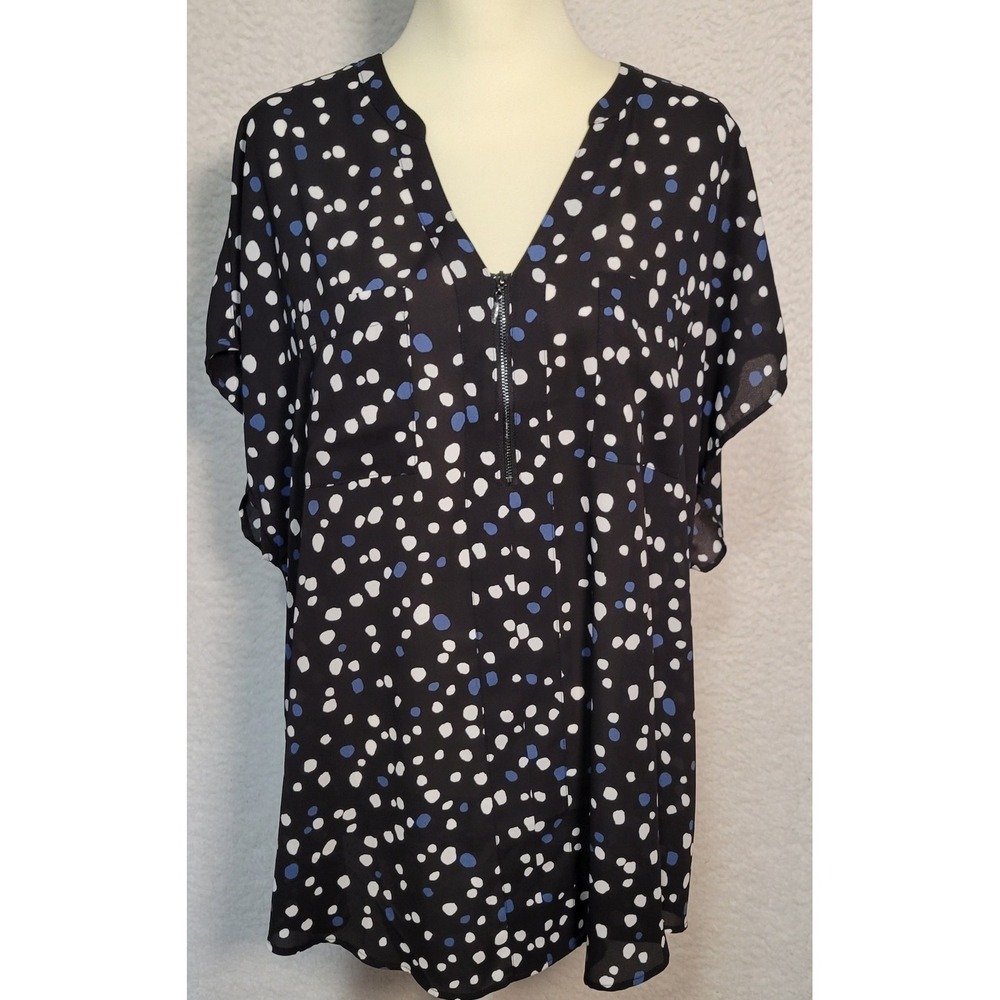 Torrid Polka Dot Blouse Size 3/3X (22-24) Sleeveless 1/4 Zip NEW NWT Zip 1787